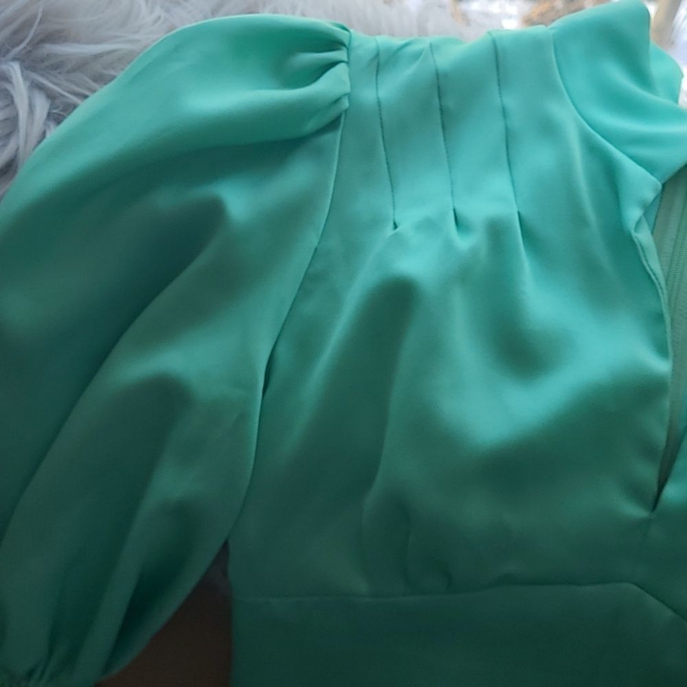 Vintage 60s 70s Mint Green Dress - Picture 3 of 6